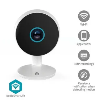 Nedis WIFICI08CWT SmartLife Vnitřní Kamera | Wi-Fi | 3MP Full HD 1296p | Snímač pohybu | Noční vidění | Bílá Nedis WIFICI08CWT SmartLife Vnitřní Kamera | Wi-Fi | 3MP Full HD 1296p | Snímač pohybu | Noční vidění | Bílá
