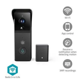 Nedis WIFICDP21BK SmartLife Dveřní Video Telefon | Wi-Fi | Napájení z baterie | 3MP Full HD 1296p | IP54 | Snímač pohybu Nedis WIFICDP21BK SmartLife Dveřní Video Telefon | Wi-Fi | Napájení z baterie | 3MP Full HD 1296p | IP54 | Snímač pohybu