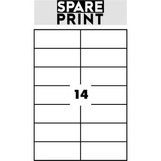 SPARE PRINT PREMIUM Samolepicí etikety bílé, 100 archů A4 v krabici (1arch/14x etiketa 105x42,3mm)