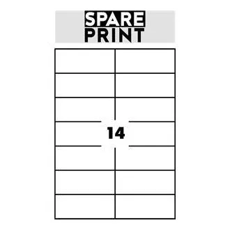 SPARE PRINT PREMIUM Samolepicí etikety bílé, 100 archů A4 v krabici (1arch/14x etiketa 105x42,3mm)