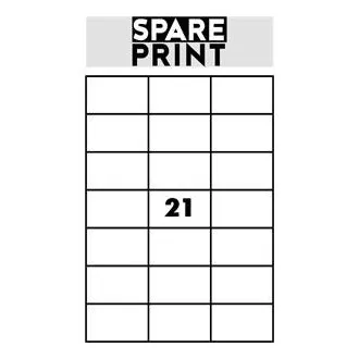 SPARE PRINT PREMIUM Samolepicí etikety bílé, 100 archů A4 v krabici (1arch/21x etiketa 70x42,3mm)