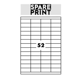 SPARE PRINT PREMIUM Samolepicí etikety bílé, 100 archů A4 v krabici (1arch/52x etiketa 52,5x21,2mm)