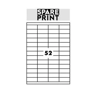 SPARE PRINT PREMIUM Samolepicí etikety bílé, 100 archů A4 v krabici (1arch/52x etiketa 52,5x21,2mm)