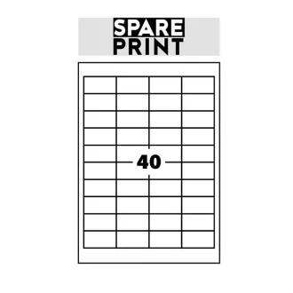 SPARE PRINT PREMIUM Samolepicí etikety bílé, 100 archů A4 v krabici (1arch/40x etiketa 48,5x25,4mm)