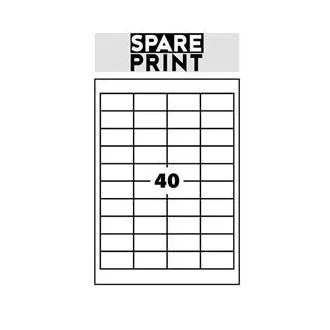 SPARE PRINT PREMIUM Samolepicí etikety bílé, 100 archů A4 v krabici (1arch/40x etiketa 48,5x25,4mm)