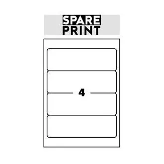 SPARE PRINT PREMIUM Samolepicí etikety bílé, 100 archů A4 v krabici (1arch/4x etiketa 192x61mm)