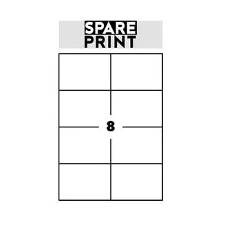 SPARE PRINT PREMIUM Samolepicí etikety bílé, 100 archů A4 v krabici (1arch/8x etiketa 105x74mm)