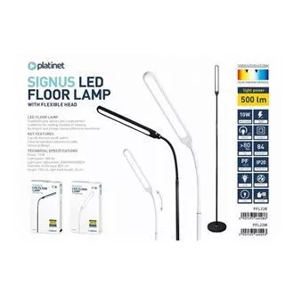 PLATINET stojací lampa SIGNUS 10W 84 LED 500 lumenů, černá, výška 150cm
