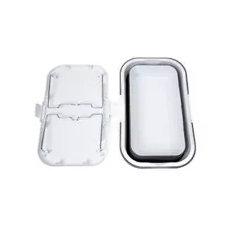 PLATINET KEMPINGOVÝ PIKNIKOVÝ KOŠÍK 47X29X23,5 CM, 16L, SKLÁDACÍ, S VÍKEM 2V 1 / STŮL BÍLÁ-ŠEDÁ
