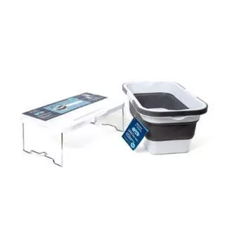 PLATINET KEMPINGOVÝ PIKNIKOVÝ KOŠÍK 47X29X23,5 CM, 16L, SKLÁDACÍ, S VÍKEM 2V 1 / STŮL BÍLÁ-ŠEDÁ