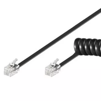 PremiumCord Kabel telefonní sluchátkový kroucený 4 žíly 2m - černý PremiumCord Kabel telefonní sluchátkový kroucený 4 žíly 2m - černý