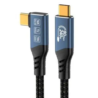 PremiumCord USB4 Version2.0 80Gbps 16K@60Hz 240W Thunderbolt 3 a 4 kabel zahnutý 1m PremiumCord USB4 Version2.0 80Gbps 16K@60Hz 240W Thunderbolt 3 a 4 kabel zahnutý 1m
