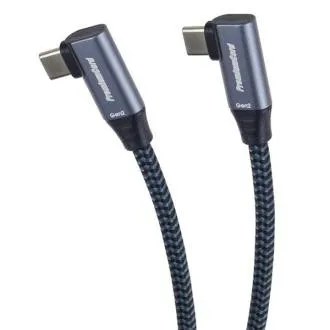 PremiumCord USB-C 2x zahnutý kabel ( USB 3.2 GEN 2x2, 5A, 100W, 20Gbit/s ) bavlněný oplet, 0,5m PremiumCord USB-C 2x zahnutý kabel ( USB 3.2 GEN 2x2, 5A, 100W, 20Gbit/s ) bavlněný oplet, 0,5m