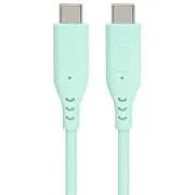 PremiumCord Silikonový kabel s konektory USB-C 60W 480Mbps tyrkysový extra měkký 1,5m