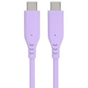 PremiumCord Silikonový kabel s konektory USB-C 60W 480Mbps fialový extra měkký 1,5m