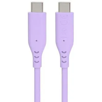 PremiumCord Silikonový kabel s konektory USB-C 60W 480Mbps fialový extra měkký 1,5m