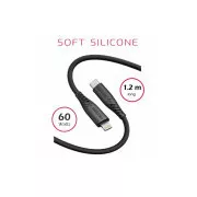 SWISSTEN DATOVÝ KABEL SOFT SILICONE USB-C / LIGHTNING 1,2 M 60W ČERNÝ