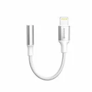 SWISSTEN AUDIO ADAPTÉR TEXTILE LIGHTNING (samec) / 3,5mm AUX 0,15 M BÍLÝ (nahrazuje 73501212)