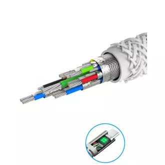SWISSTEN DATOVÝ KABEL KEVLAR USB / USB-C 1,5 M BÍLÝ