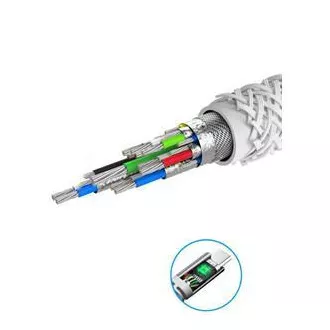 SWISSTEN DATOVÝ KABEL KEVLAR USB / USB-C 1,5 M BÍLÝ