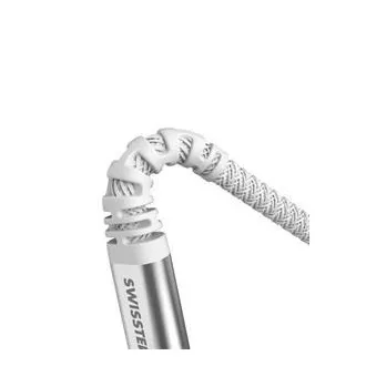 SWISSTEN DATOVÝ KABEL KEVLAR USB-C / USB-C 1,5 M BÍLÝ