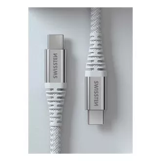 SWISSTEN DATOVÝ KABEL KEVLAR USB-C / USB-C 1,5 M BÍLÝ