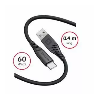 SWISSTEN DATOVÝ KABEL SOFT SILICONE USB / USB-C 0,4 M ČERNÝ