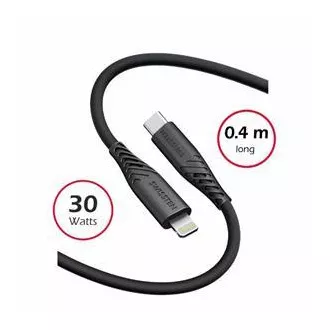 SWISSTEN DATOVÝ KABEL SOFT SILICONE USB-C / LIGHTNING 0,4 M ČERNÝ