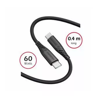 SWISSTEN DATOVÝ KABEL SOFT SILICONE USB-C / USB-C 0,4 M ČERNÝ