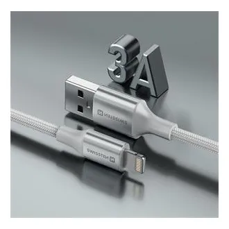 SWISSTEN DATOVÝ KABEL TEXTILE II USB / LIGHTNING 1,5 M BÍLÝ
