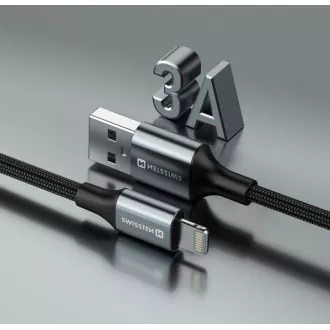 SWISSTEN DATOVÝ KABEL TEXTILE II USB / LIGHTNING 1,5 M ČERNÝ