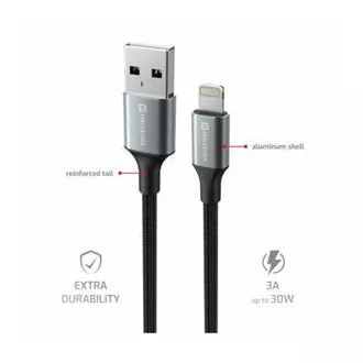 SWISSTEN DATOVÝ KABEL TEXTILE II USB / LIGHTNING 1,5 M ČERNÝ