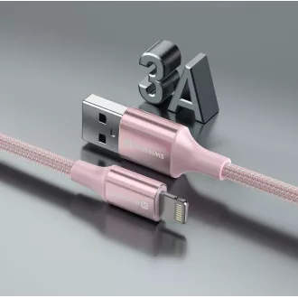 SWISSTEN DATOVÝ KABEL TEXTILE II USB / LIGHTNING 1,5 M RŮŽOVÝ