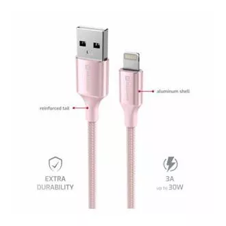 SWISSTEN DATOVÝ KABEL TEXTILE II USB / LIGHTNING 1,5 M RŮŽOVÝ