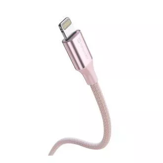 SWISSTEN DATOVÝ KABEL TEXTILE II USB / LIGHTNING 1,5 M RŮŽOVÝ