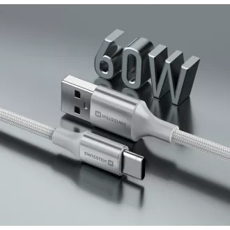 SWISSTEN DATOVÝ KABEL TEXTILE II USB / USB-C 1,5 M BÍLÝ