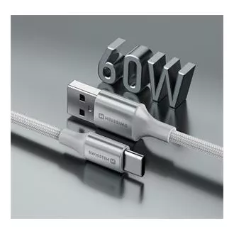 SWISSTEN DATOVÝ KABEL TEXTILE II USB / USB-C 1,5 M BÍLÝ