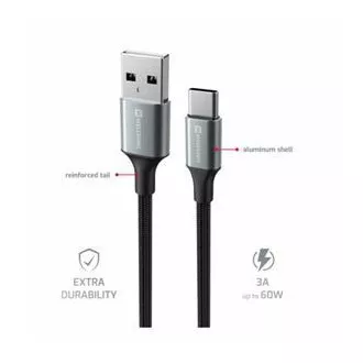 SWISSTEN DATOVÝ KABEL TEXTILE II USB / USB-C 1,5 M ČERNÝ