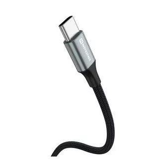 SWISSTEN DATOVÝ KABEL TEXTILE II USB / USB-C 1,5 M ČERNÝ