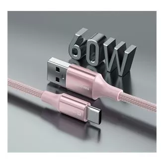 SWISSTEN DATOVÝ KABEL TEXTILE II USB / USB-C 1,5 M RŮŽOVÝ