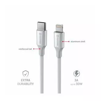SWISSTEN DATOVÝ KABEL TEXTILE II USB-C / LIGHTNING 1,5 M BÍLÝ