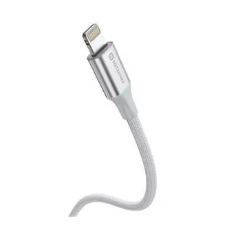SWISSTEN DATOVÝ KABEL TEXTILE II USB-C / LIGHTNING 1,5 M BÍLÝ