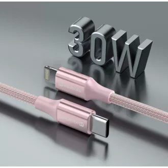 SWISSTEN DATOVÝ KABEL TEXTILE II USB-C / LIGHTNING 1,5 M RŮŽOVÝ