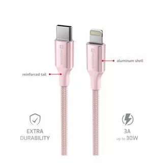 SWISSTEN DATOVÝ KABEL TEXTILE II USB-C / LIGHTNING 1,5 M RŮŽOVÝ