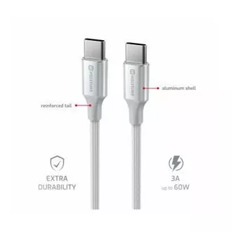 SWISSTEN DATOVÝ KABEL TEXTILE II USB-C / USB-C 1,5 M BÍLÝ
