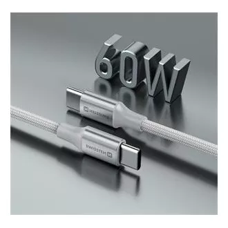 SWISSTEN DATOVÝ KABEL TEXTILE II USB-C / USB-C 1,5 M BÍLÝ