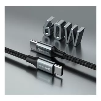 SWISSTEN DATOVÝ KABEL TEXTILE II USB-C / USB-C 1,5 M ČERNÝ