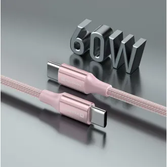 SWISSTEN DATOVÝ KABEL TEXTILE II USB-C / USB-C 1,5 M RŮŽOVÝ
