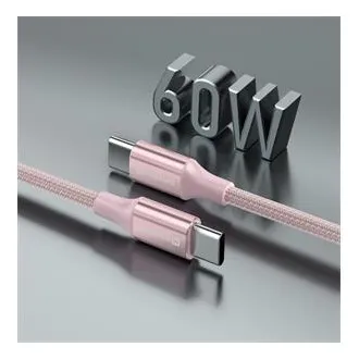 SWISSTEN DATOVÝ KABEL TEXTILE II USB-C / USB-C 1,5 M RŮŽOVÝ