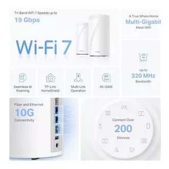 TP-Link WiFi router Deco BE85(2-pack) BE19000, WiFi 7, 1x 10GLAN, 2x 2.5GLAN, 1x 10GLAN/SFP+, USB, 2,4/5/6GHz